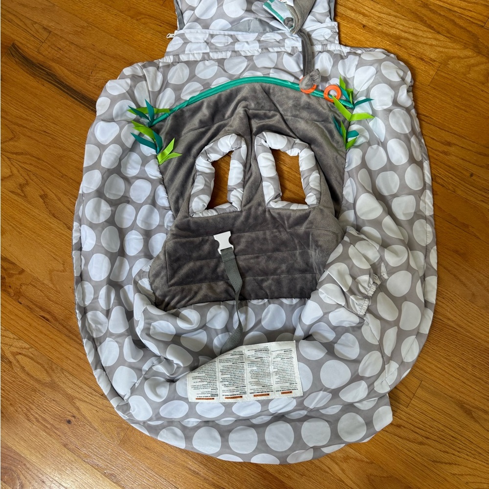 Boppy Gray and White Polka Dot Infant Seat Cover with Teal and Lime Accents
